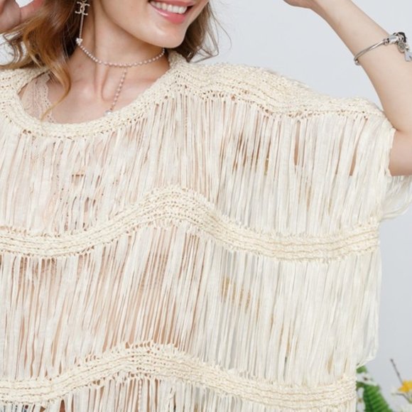 SALOME Fringe Top Beige - Picture 8 of 9